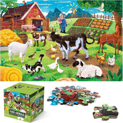 Jumbo Floor Puzzle for Kids,Farm Animals Jigsaw Large Puzzles,48 Piece Barn P...