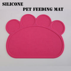 Pink Paw Silicone Pet Feeding Mat Small Dog/Puppy/Cat/Kitten Food Bowl Place Mat