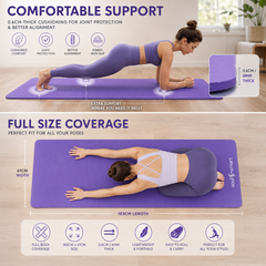 Purple Thick Yoga Mat NBR Non Slip Workout Training Home Aerobics Pilates 183cms
