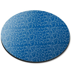 Round Mouse Mat - Kids Alphabet Print Blue School Nursery #45465