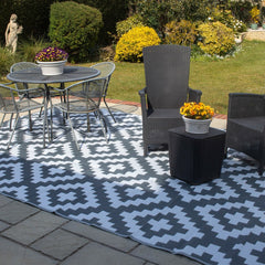 Waterproof Garden Outdoor Rug - 180cm x 120cm - Geometric Grey