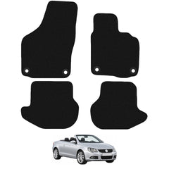 for VW Eos 2007 to 2010 Oval Clips Fully Tailored Black Car Floor Mats Carpets